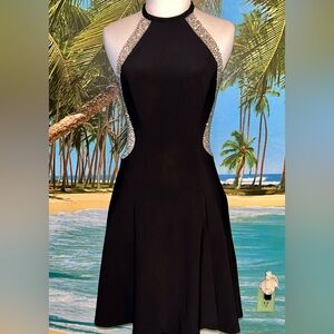 Elegant Black Evening Dress with Silver Accents